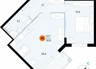 Продаю однокомнатную квартиру, 57.6 м2, поселок городского типа Заозерное, улица Аллея Дружбы, 10А