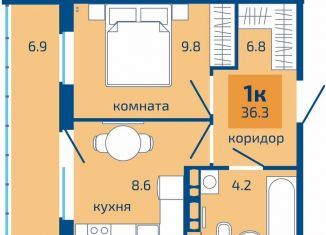 Продается 1-комнатная квартира, 36.3 м2, Пермь, Целинная улица, 59