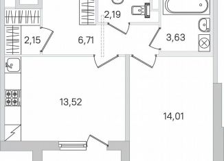 Продажа однокомнатной квартиры, 44 м2, Пушкин