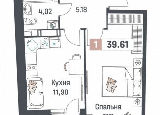 Продается 1-ком. квартира, 39.6 м2, Мурино, ЖК Авиатор