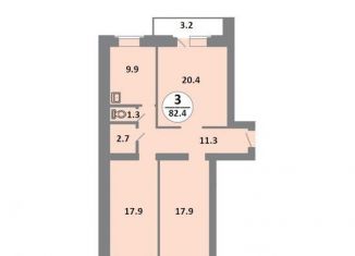 Продаю 3-ком. квартиру, 82.4 м2, Красноярский край, Соколовская улица, 54