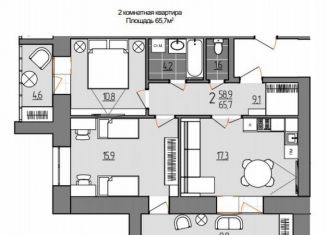 Продам 2-комнатную квартиру, 65.7 м2, село Чигири, Красивая улица
