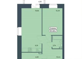 Однокомнатная квартира на продажу, 61.5 м2, Красноярский край, улица Светлова, 13