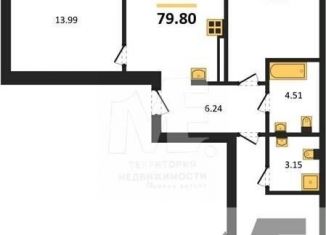 Продажа 3-комнатной квартиры, 79.8 м2, Калининград, Арсенальная улица, 31к4