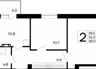 Продажа 2-комнатной квартиры, 58 м2, Феодосия, Симферопольское шоссе, 48