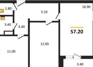 Продаю двухкомнатную квартиру, 57.2 м2, Воронеж, Ленинградская улица, 17