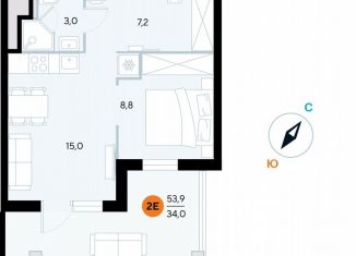 Продается 1-ком. квартира, 53.7 м2, поселок городского типа Заозерное, улица Аллея Дружбы, 10А