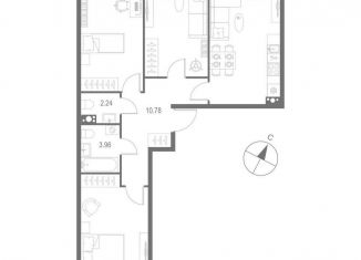 Продается трехкомнатная квартира, 78.9 м2, Санкт-Петербург, метро Горный институт