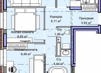 Продаю 3-ком. квартиру, 64.8 м2, Киров, Всесвятская улица, 75/2