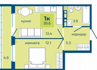 Продажа 1-ком. квартиры, 39.6 м2, Пермь