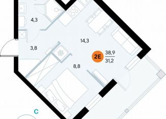 Продается 1-комнатная квартира, 38.6 м2, поселок городского типа Заозерное, улица Аллея Дружбы, 10А