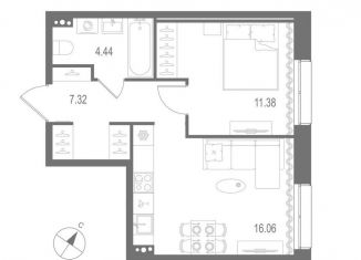 Продается однокомнатная квартира, 39.2 м2, Санкт-Петербург, метро Горный институт
