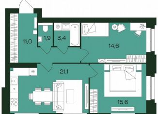 Продам 2-комнатную квартиру, 67.7 м2, Чебоксары, Чебоксарский проспект, поз5.36