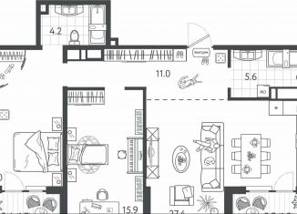 Продам 2-ком. квартиру, 83.7 м2, Краснодар, Колхозная улица, 5/2, микрорайон Табачная Фабрика