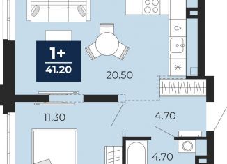 Продаю 1-комнатную квартиру, 41.2 м2, Тюмень, улица Пожарных и Спасателей, 2к1