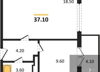 1-комнатная квартира на продажу, 37.1 м2, Воронеж, улица Полковника Богомолова, 1Т
