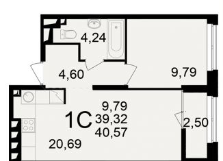 Продам двухкомнатную квартиру, 40.6 м2, Рязань