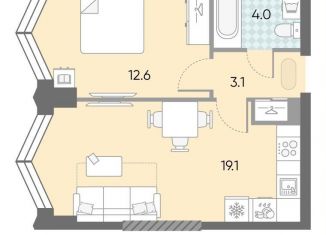 1-комнатная квартира на продажу, 38.8 м2, Москва, ЖК Зиларт, 21/22, метро ЗИЛ