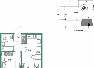 Продажа 2-комнатной квартиры, 37 м2, Тюмень, Ярославская улица, 9к1