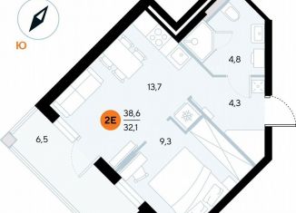 Продается однокомнатная квартира, 38.3 м2, поселок городского типа Заозерное, улица Аллея Дружбы, 10А