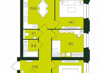 Продается 3-комнатная квартира, 77.9 м2, Чебоксары, Чебоксарский проспект, поз5.21