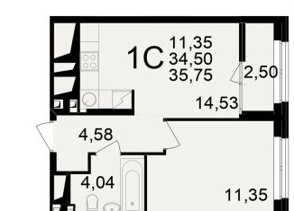 Продается двухкомнатная квартира, 35.8 м2, Рязань