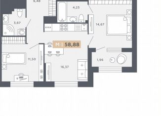 Продается 2-ком. квартира, 58.9 м2, Санкт-Петербург, Московское шоссе, 13ВА, ЖК Звёзды Столиц