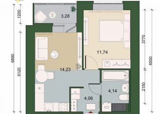 Продам 1-комнатную квартиру, 35.8 м2, городской посёлок Новоселье, ЖК Уютный, Адмиралтейская улица, 6