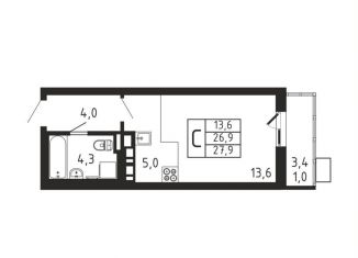 Продажа квартиры студии, 27.9 м2, деревня Пирогово, ЖК Пироговская Ривьера, улица Ильинского, 4А