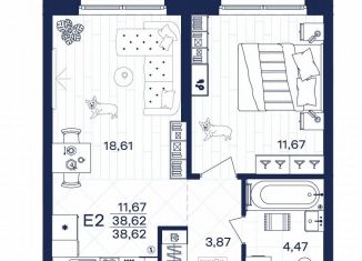 Продаю однокомнатную квартиру, 38.6 м2, Тула