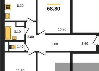Трехкомнатная квартира на продажу, 68.8 м2, Воронеж, улица Шибилкина, 9