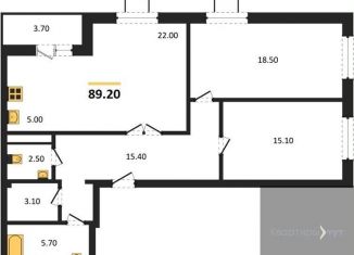 2-ком. квартира на продажу, 89.2 м2, Воронеж, улица Пескова, 10