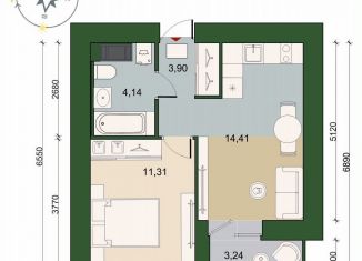 Продаю 1-ком. квартиру, 35.4 м2, городской посёлок Новоселье, ЖК Уютный, Адмиралтейская улица, 6