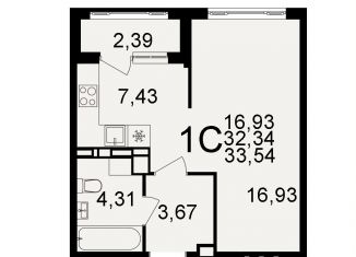 Продаю однокомнатную квартиру, 33.5 м2, Тула
