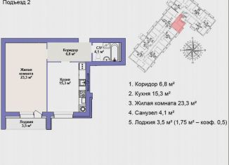 Продам однокомнатную квартиру, 51.3 м2, Бор, улица Свободы, 47