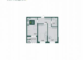 Продается двухкомнатная квартира, 59.2 м2, Краснодар, микрорайон Образцово