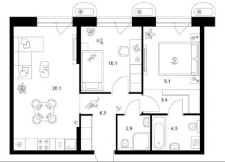 Продам двухкомнатную квартиру, 56.2 м2, Татарстан