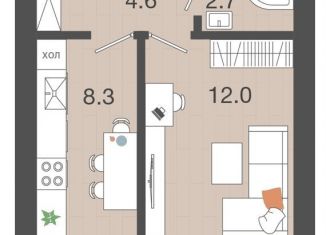 1-ком. квартира на продажу, 28.8 м2, посёлок Голубево, Лазурная улица, 29к1