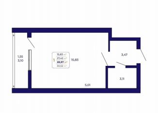 Продажа квартиры студии, 29 м2, Республика Башкортостан, проспект Дружбы Народов, 5