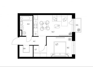 Продам 1-комнатную квартиру, 38.4 м2, Москва, станция Бульвар Рокоссовского, ЖК Лосиноостровский Парк, 2.3