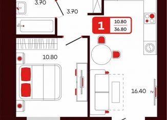 Продается 1-комнатная квартира, 36.8 м2, Туймазы, переулок Луначарского, 3