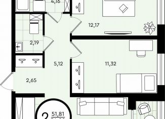 Продаю 2-ком. квартиру, 54.2 м2, Тюмень, ​улица Александра Звягина, 5