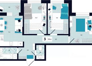 Продается 3-ком. квартира, 59.4 м2, Тульская область