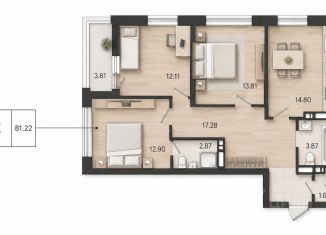 Продам трехкомнатную квартиру, 81.22 м2, Орёл, Советский район