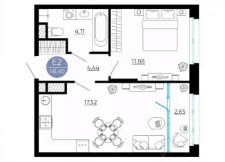 Продается 1-комнатная квартира, 40.4 м2, Тула