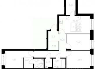 Продаю 3-ком. квартиру, 86.23 м2, Татарстан