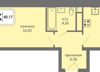 Продается 1-комнатная квартира, 40.17 м2, Пермь