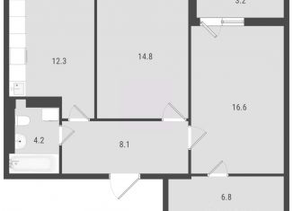 Продам 2-ком. квартиру, 63.59 м2, Самара