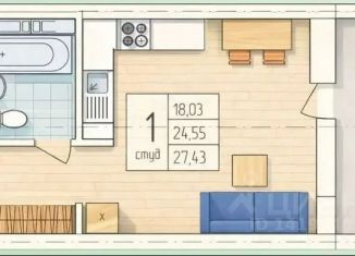 Продажа квартиры студии, 27.43 м2, Воронеж, Советский район