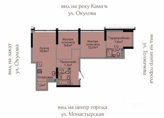 Продаю 2-комнатную квартиру, 63.7 м2, Пермский край